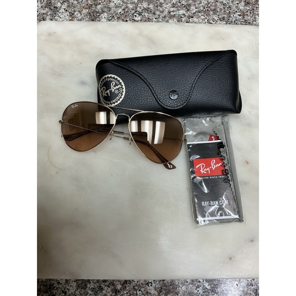 Ray-Ban Aviator RB3025 Large Metal Gold/Brown Gradient Sunglasses 62mm + Case35